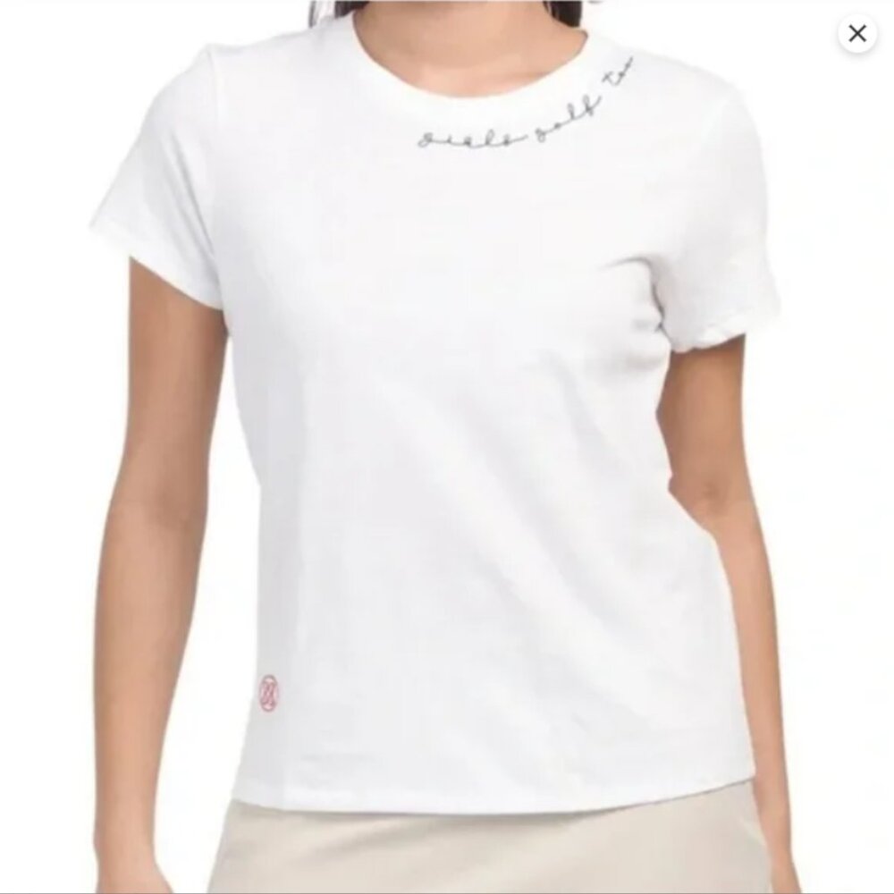 G/Fore Golf Scripted Embroidery Tee - White